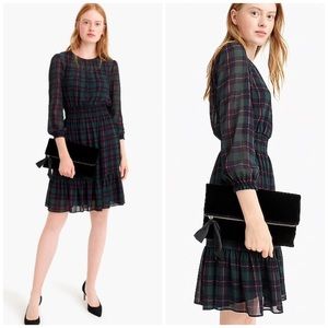 J. Crew Cinched-waist Dress Black Watch Plaid NWOT